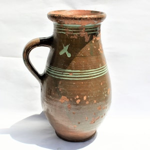 Antique Stoneware Water Jug, Ethnographic Ceramic Pottery Ewer