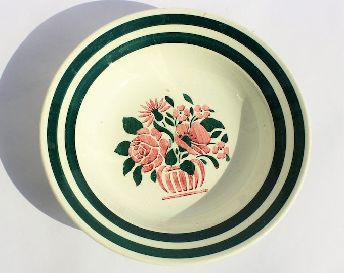 Traditional Hungarian Folk Pottery Plate, Vintage Peasant Flower Plate