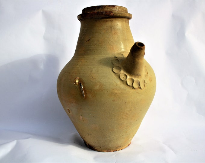 Antique Wine Pitcher with side Spout from early 20th century Antique Water Jug