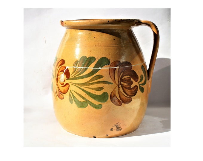 Folk Pitcher, Antique Ewer, Ceramic Pitcher, Ceramic Pottery
