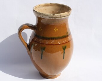 Antique Stoneware Water Jug, Ethnographic Ceramic Pottery Ewer