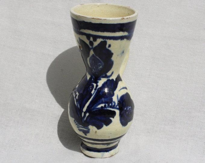 Little Blue Transylvania Folk Water Pitcher, Stoneware Glazed Jug