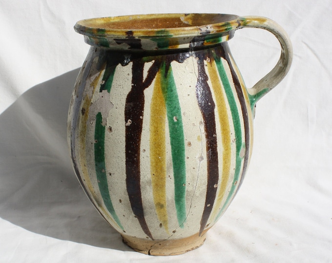Traditional Hungarian Csakvar Rare Folk Antique Pitcher, Huge Pither, Folk Pitcher, Vintage Ewer, Ceramic Pitcher, Ceramic Pottery