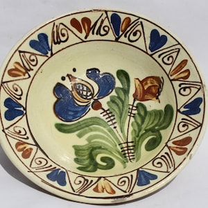 Traditional Plate, Terracotta Plate, Clay Plate, Transylvania Pottery, FolkPlate , Antique Peasant Plate