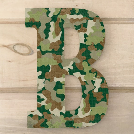12 Green Camouflage Wood Letterhunter Letter Etsy