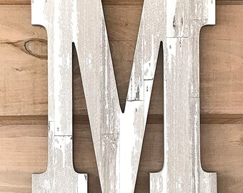 12" Gray Rustic Wood Letter, Rustic Decor, Wall Art, Wall Letter, Gallery Wall, Letter Art, Hanging Letter, Decorated Letter, Wall Letter