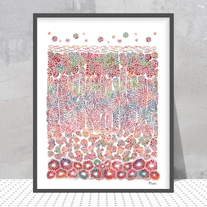 Watercolor Adrenal Cortex Histology | Endocrinology Art Print | Endocrine and Diabetes Center Decor