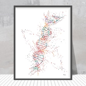 DNA-Wissenschaft Kunstdruck DNA-single Helix Aquarell Poster Genetik Kunst abstrakte Dna Illustration