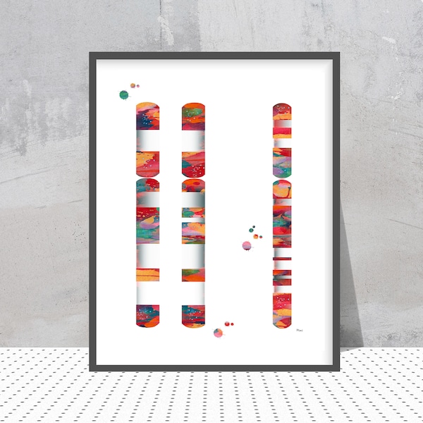 Chromosome 17 Watercolor Print Genetic Art Koolen-de Vries Syndrome Genetic and Rare Diseases Biology Art Poster chromosomes Print