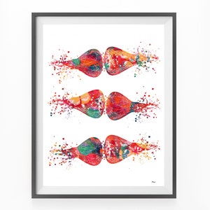 Brain Synapses Watercolor Print Human Brain Neurotransmitters Medical Art Brain Art Neurology Poster Neuronal Receptors Science Art Print image 2