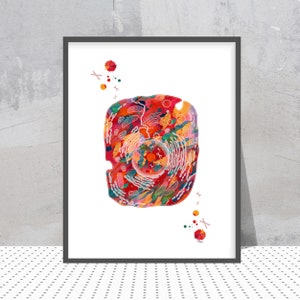 Eukaryotic Cell Science Art Print Human Cell Structure Watercolor Poster Eukaryote with nucleus and organelles