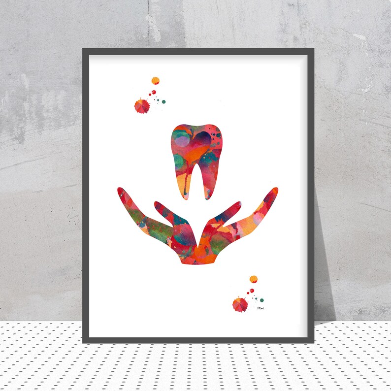 Dental Care Symbol Watercolor Print Dentist Clinic Wall Art Etsy