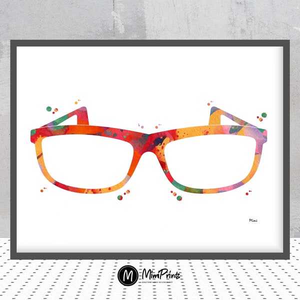 Eyeglasses Optometry Watercolor Print Spectacles Ophthalmology Poster Eyesight Correction Glasses Illustration Eye Anatomy Wall Decor Gift