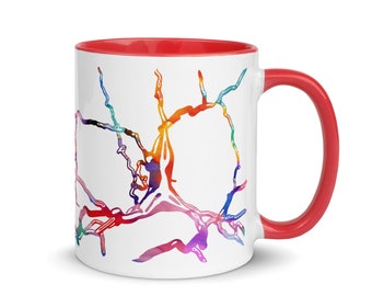 Dopamine Neurons Mug 11 OZ Neurons Connection Mug Anatomy Mug Dopamine Neuron Watercolor Printed All Around On Personalized Mug Choose Color