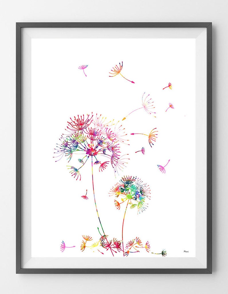 Dandelions Watercolor Print Wall Art Wall Decor Wedding Etsy