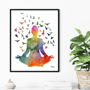 Yoga Watercolor Print: Meditation Art, Yoga Room Decor