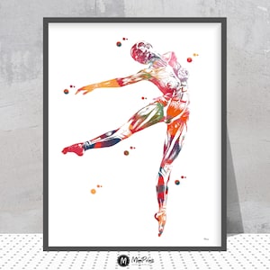 Dance Anatomy Watercolor Print n.3  Dance Poses Poster Female Dancer Muscular System Physiotherapy Print Skeletal Muscle System Medical Art