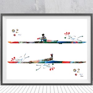 Watercolor Solo Rower Print | Sport Art | Rowing Club Decor | Gift for Male Rowers