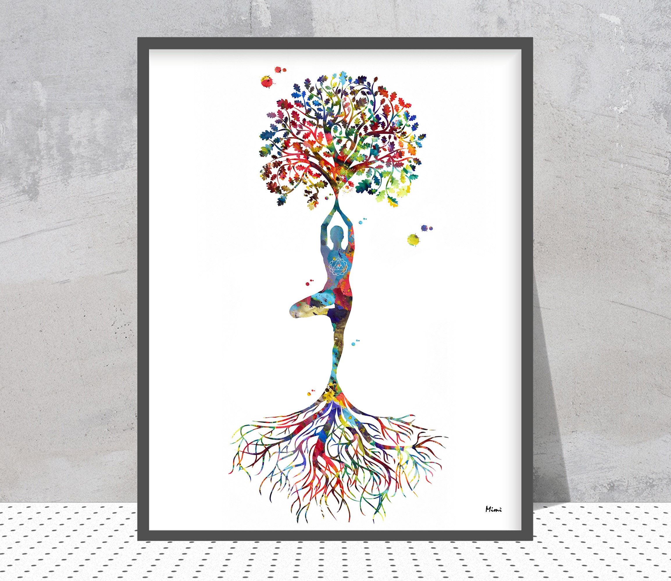 Yoga Tree Pose Watercolor Print Yoga Tree of Life Poster Yoga