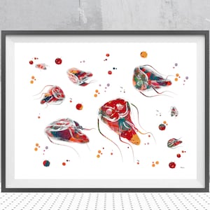 Giardia Parasite Science Art Print Biology Art Poster Cytology watercolor Giardia Lamblia Giardiasis Illustration