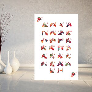 Sign Language Alphabet Art Print Audiology art BSL British Sign Language Poster BSL Manual Alphabet watercolor Fingerspelling Print image 4