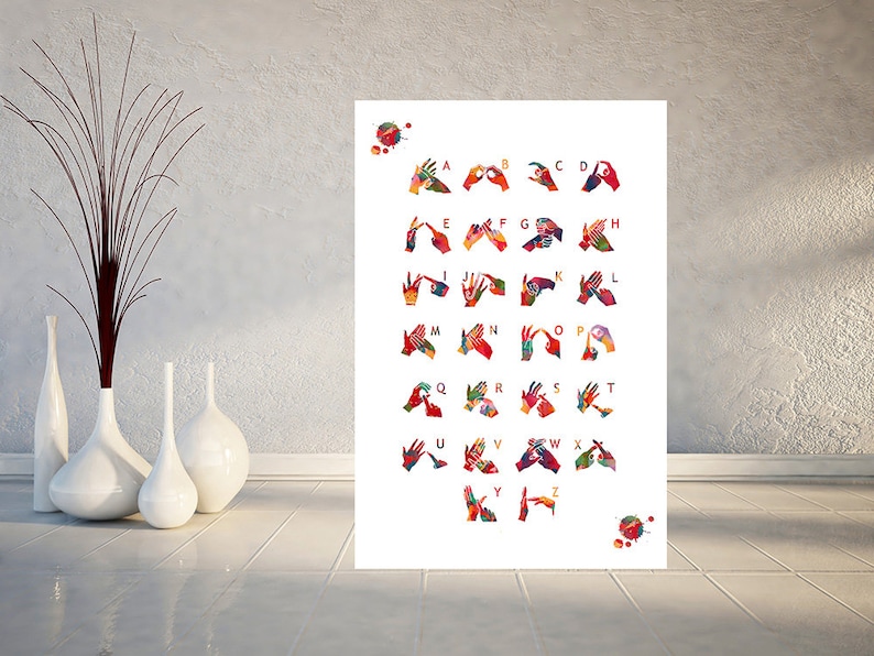 Sign Language Alphabet Art Print Audiology art BSL British Sign Language Poster BSL Manual Alphabet watercolor Fingerspelling Print image 4