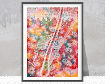Skin Tissue And Sebaceous Glands Print | Dermatology Art | Dermatological Practice Decor