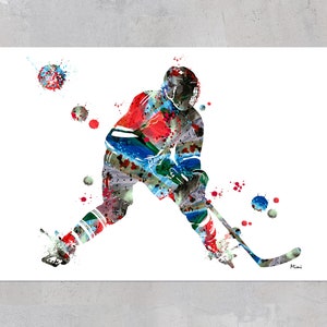 Ice Hockey Print Male Ice Hockey Player Watercolor Ice Hockey Winger Poster Hockey Painting Hockey Personalized Art Gift Add A Name image 2