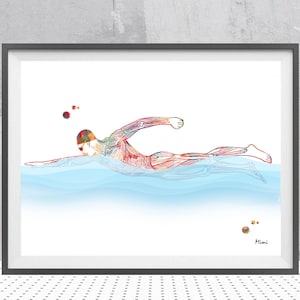 Swimmer Anatomy Print Swimmer Muscles Sport Medicine Poster Muscles Used In Crawl Swimming Swimmer Athlete Illustration Physiotherapy Art
