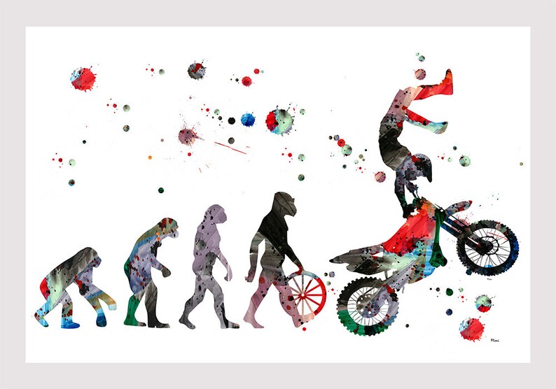Motocross Art Print Evolution of the Dirt Rider Watercolor | Etsy