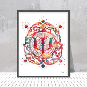 Abstract Symbol Of Psychology Print Psychotherapy Watercolor Poster Neuroscience Illustration Psychologist Gift Inspirational Art