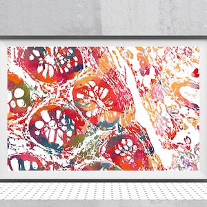 Colon Watercolor print abstract medical art Human Tissue Histology poster biology art Colon Tissue illustration wall decor print