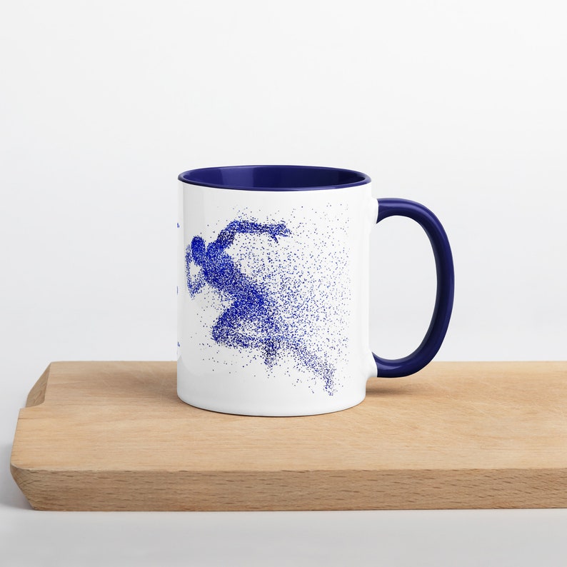 Runner Mug Abstract Runner Mug Sport Mug Running Man Mug 11 OZ White Ceramics Mug With a Beautiful Blue Runner Mug Gift For Runners zdjęcie 6