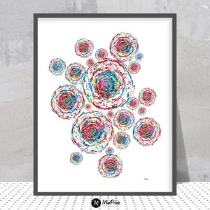 Stem Cells Watercolor Print Colorful Stem Cells Science Print Stem Cells Art Gift Science Art Lab Biology Art Wall Decor