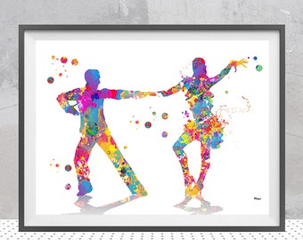 Salsa Dance Watercolor Print couple dancing salsa giclee print, Salseros bailando salsa Painting, Dance School illustration n.n. 143