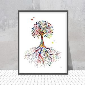 Tree Of Life symbol watercolor print Rooted Tree Of Life poster tree rooted in the earth illustration tree of life art print Wall Art