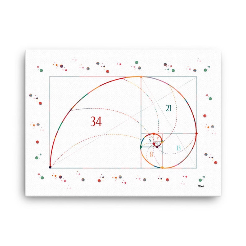 Fibonacci sequence Watercolor Print science art illustration | Etsy