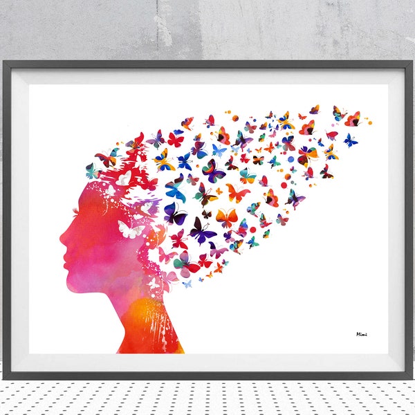 Psicología acuarela impresión mente y psicoterapia cartel ciencia arte psique humana pintura abstracta psiquiatra arte de pared impresión