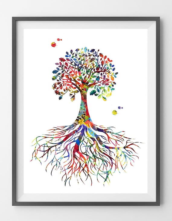 Arbre de vie symbole aquarelle impression arbre enraciné arbre de vie  affiche enraciné dans la terre illustration arbre de vie art impression  Wall Art -  Canada