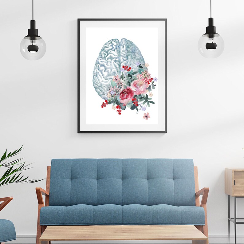 Floral Brain Anatomy Print – Pastel Watercolor Neurology Art - Etsy