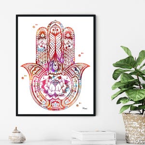 Stampa della mano indiana Hamsa Yoga Room Decor Meditazione Poster Hamsa Poster mano protettiva Arte spirituale Insegnanti di yoga Regalo