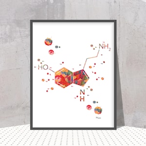 Serotonin Skeletal Formula Print | Molecular Biology Lab Decor & Neuroscience Wall Art