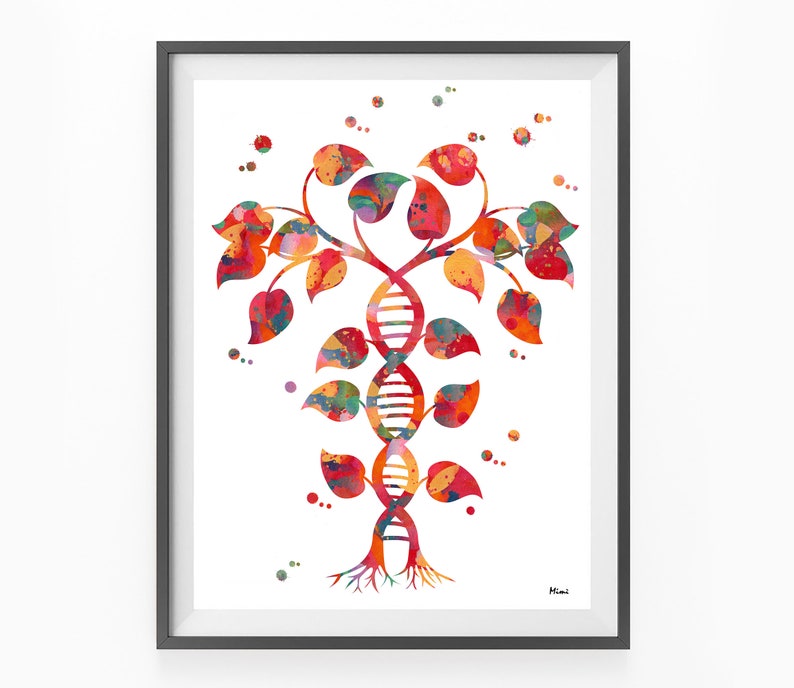 Dna Tree Science Print Dna Double Helix Abstract Genetics Poster Dna Shaped Tree Medical Clinic Wall Art Science Art Gift image 3