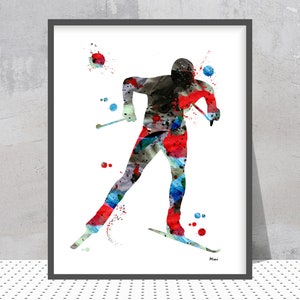 Cross Country Skier Sport Print Winter Sports Art Print Nordic Skier Skating Poster Nordic Cross Country Skier Personalized Gift Add Name