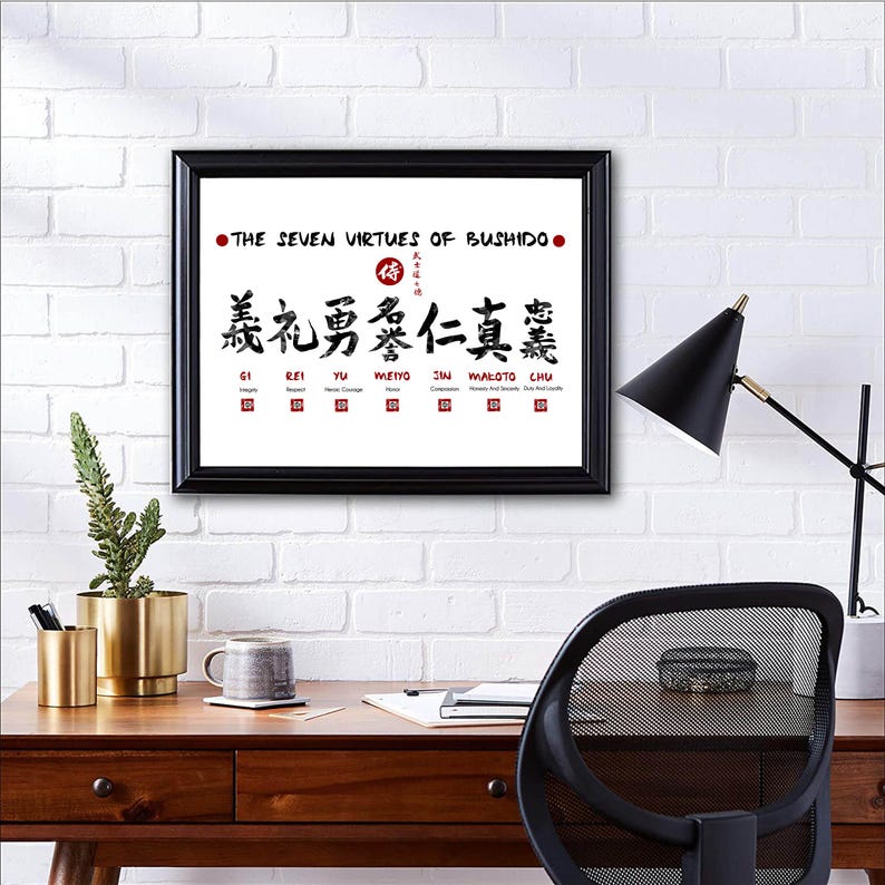 Bushido Code Watercolor Print: Seven Virtues of Samurai - Etsy