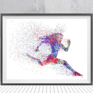 Pôster de corrida com estampa de corredora feminina, velocista feminina, aquarela, impressão esportiva, corredora, presente para menina, arte personalizada, adicione um nome