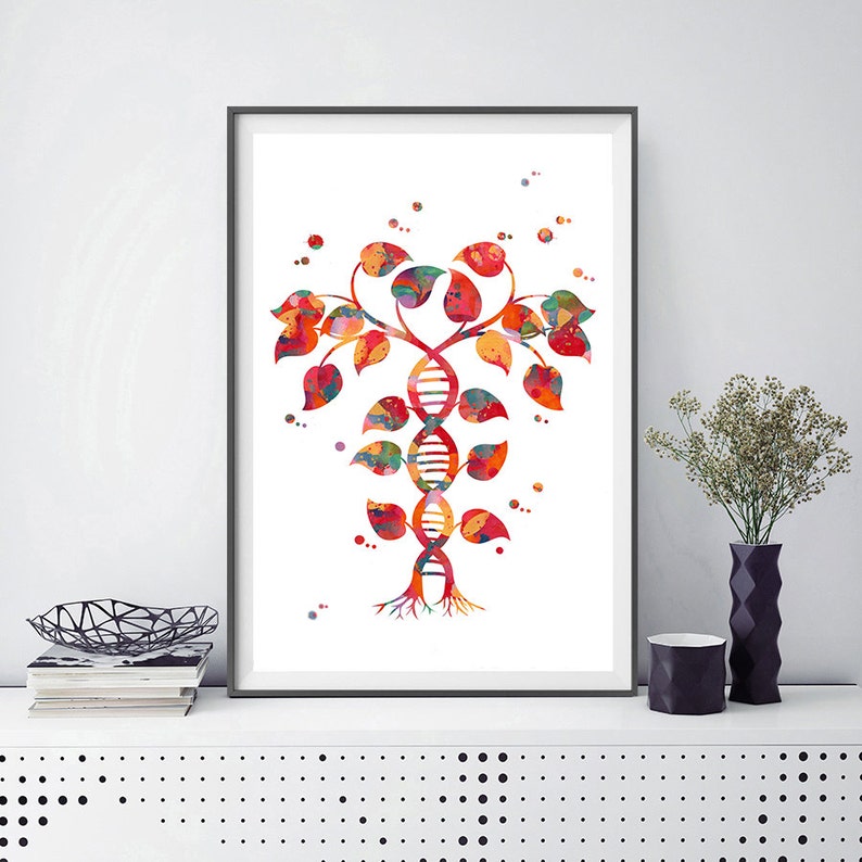 Dna Tree Science Print Dna Double Helix Abstract Genetics Poster Dna Shaped Tree Medical Clinic Wall Art Science Art Gift image 4