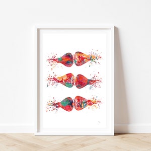 Brain Synapses Watercolor Print Human Brain Neurotransmitters Medical Art Brain Art Neurology Poster Neuronal Receptors Science Art Print image 4