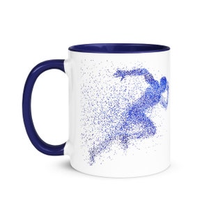 Runner Mug Abstract Runner Mug Sport Mug Running Man Mug 11 OZ White Ceramics Mug With a Beautiful Blue Runner Mug Gift For Runners zdjęcie 1