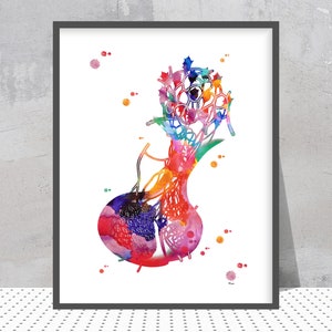 Pituitary Gland Print - Endocrinology Watercolor - Structural Scheme of The Hypophysis - Endocrine System Anatomy Poster